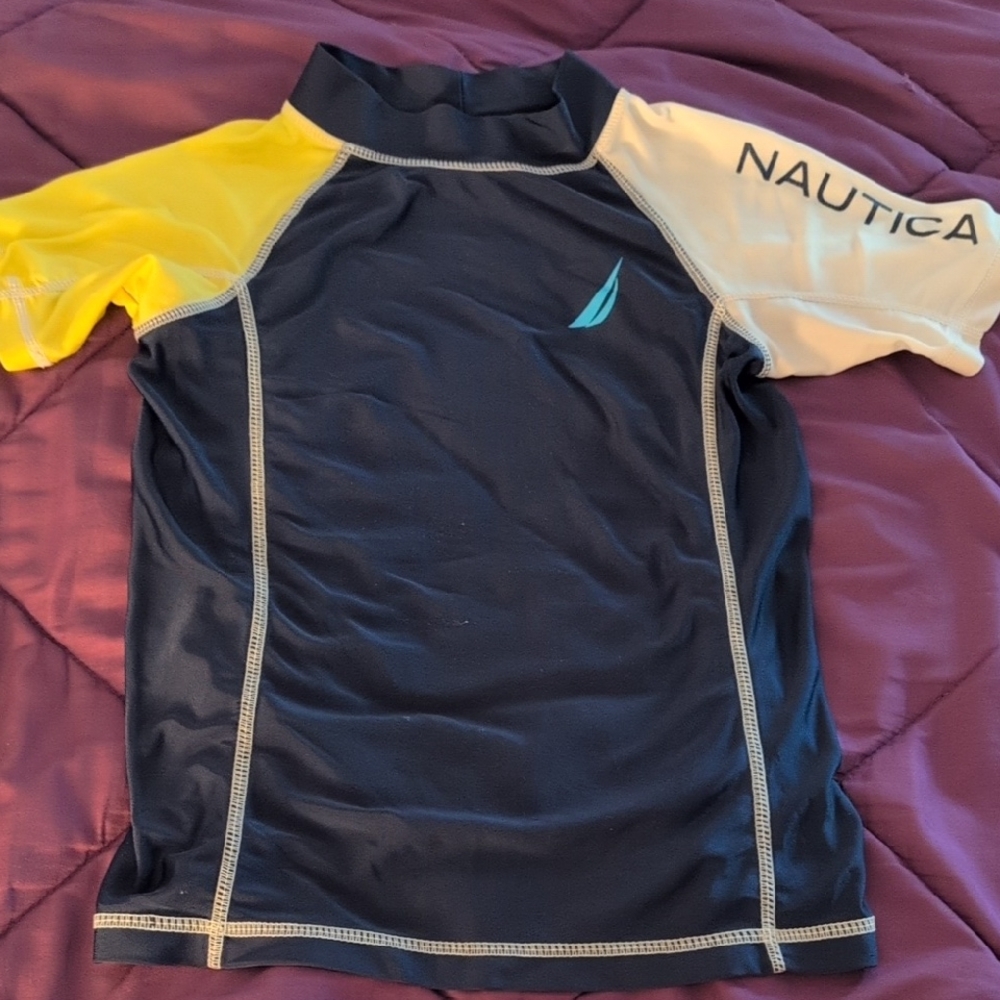 Nautica Blue and Yellow Swim Shirt